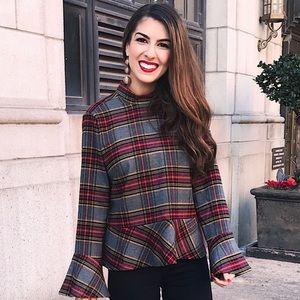 Plaid Ruffle Hem Shirt